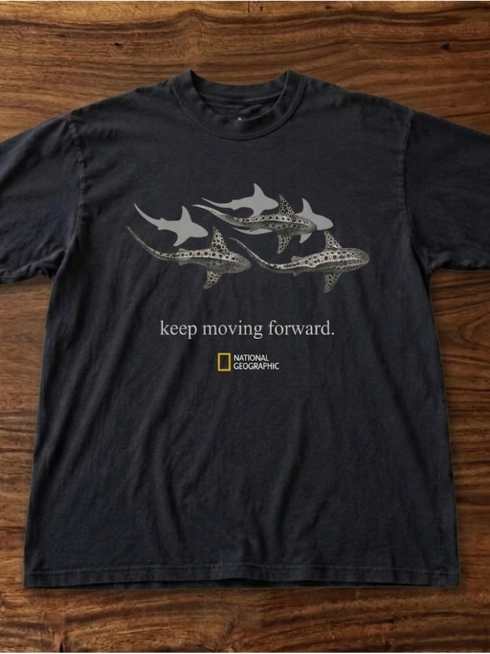Gildan Black Short-Sleeve Tee with Grey Whale Shark Graphic
